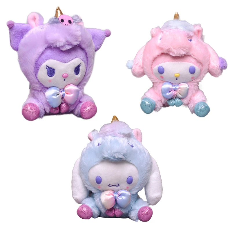 

Kuromi Melody плюшевая собака с корицей, плюшевая игрушка, кукла с подвеской, японская Милая мультяшная серия-трансформер, мягкие набивные животн...