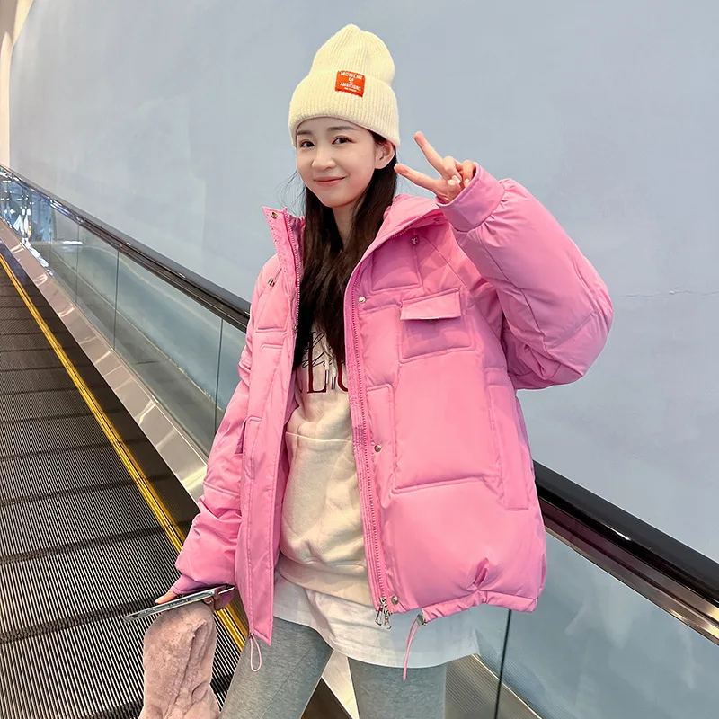

2022 New Short Solid Color Cotton Padded Jacket Women's Loose Cotton Clothes Student Bread Clothes Winter Coat