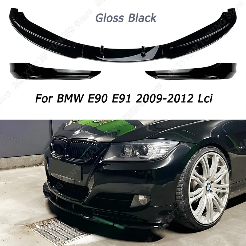 

Сплиттер для переднего бампера, диффузор для губ, чехол для спойлера ДЛЯ BMW E90 E91 320i 330i 2005-2012 Sedan/Touring глянцевый черный/карбоновый внешний вид ABS