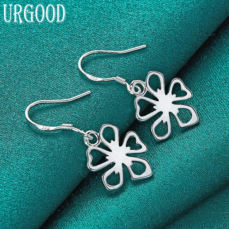 

925 Sterling Silver Hollow Flower Drop Earrings For Women Party Engagement Wedding Fashion Jewelry Gift