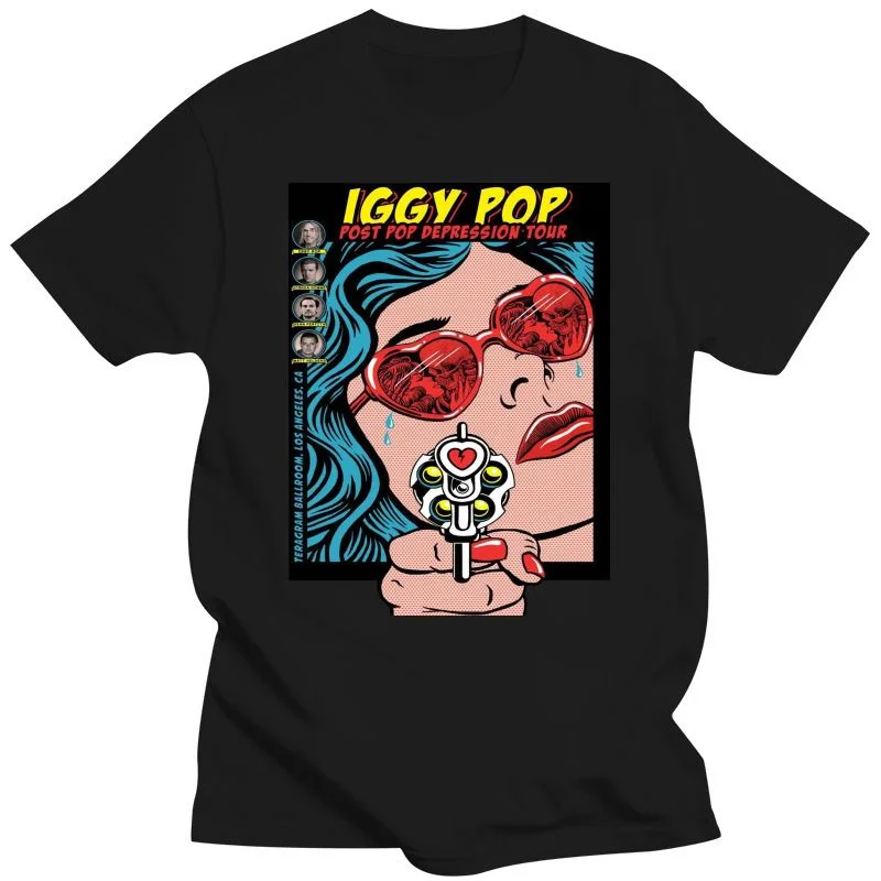 

New IGGY POP Concert Band Slim Fit Short Sleeve T Shirt Crew Neck Casual Tee Streetwear