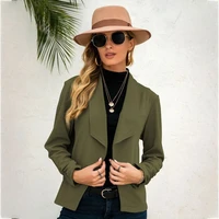 solid colors buttonless blazer women formal clothing all match commute casual short suit 2021 office lady new fashion blazers