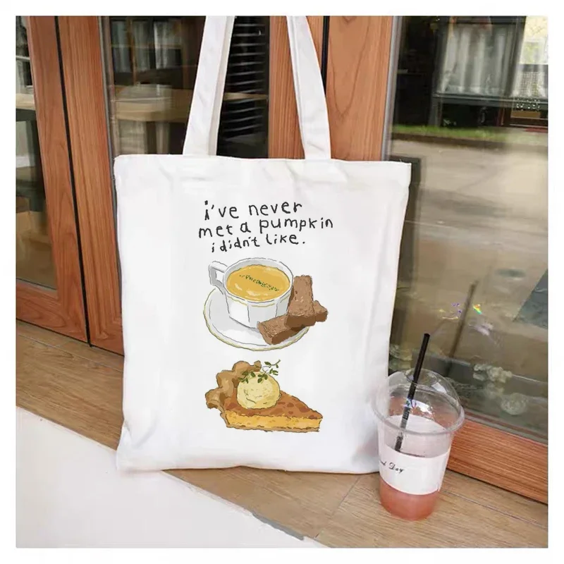 

Новая женская Холщовая Сумка-тоут с принтом в стиле преппи, многоразовая сумка для покупок, школьная сумка для студентов, Женская Экологичная тканевая сумка через плечо.