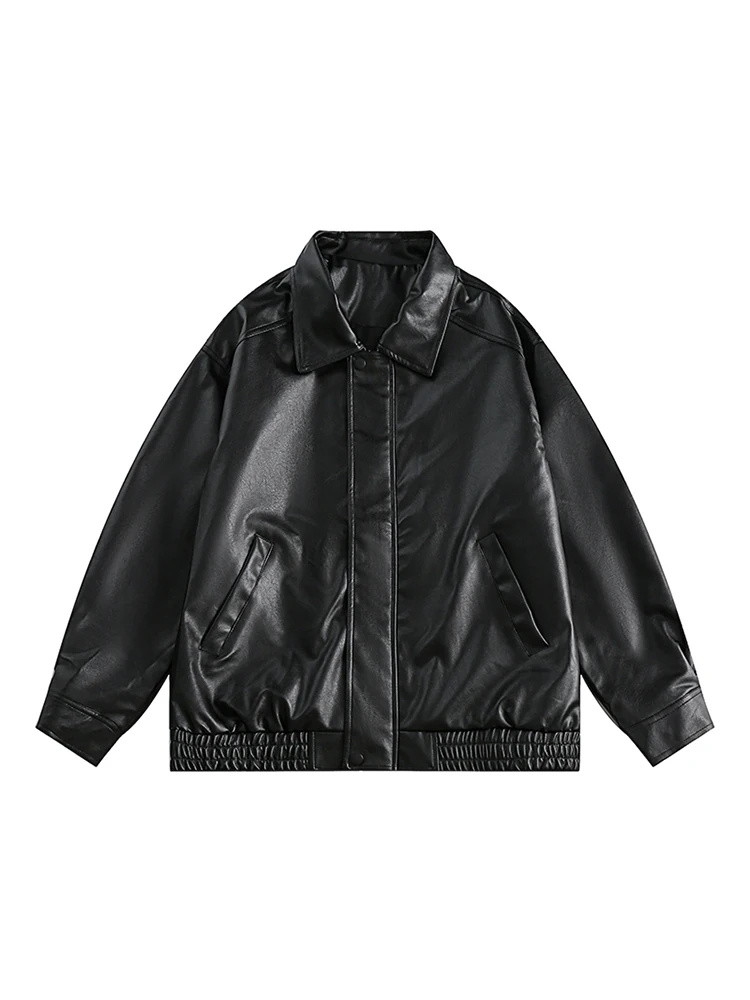 Lazy Day Original Men's Clothing American Fashion Brand All-Match Solid Leather Coat Autumn Loose Outerwear