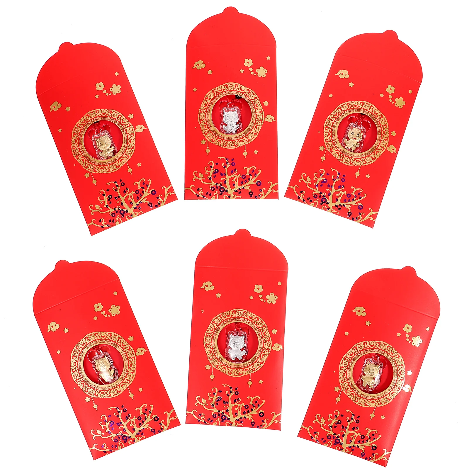 

6 Pcs New Year Envelope Cute Envelopes Pendant Paper Red Dragon Packets Pattern Chinese
