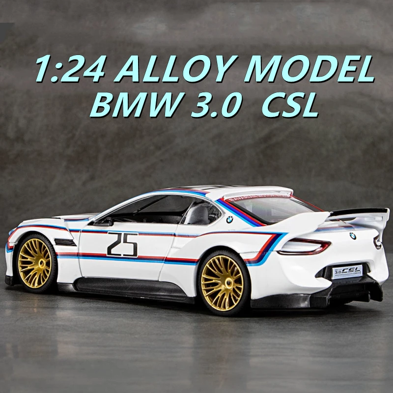 

1:24 BMWs CSL Hommage M4 DTM M6 GT3 Alloy Racing Car Model Diecast Metal Toy Sports Car Model Simulation Sound Light Kids Gift