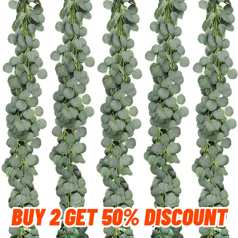 6.5 Feet Eucalyptus Artificial Flowers Vines for Wedding Home Room Decoration Faux Garland Garden Arch Fake Plants Outdoor Decor