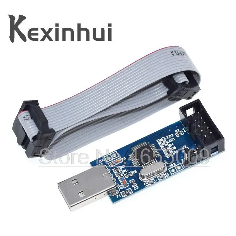 1Set USBASP USBISP AVR Programmer USB ATMEGA8 ATMEGA128 ATtiny/CAN/PWM 10Pin Wire Module DIY + To 6 Pin Adapter Board - купить по