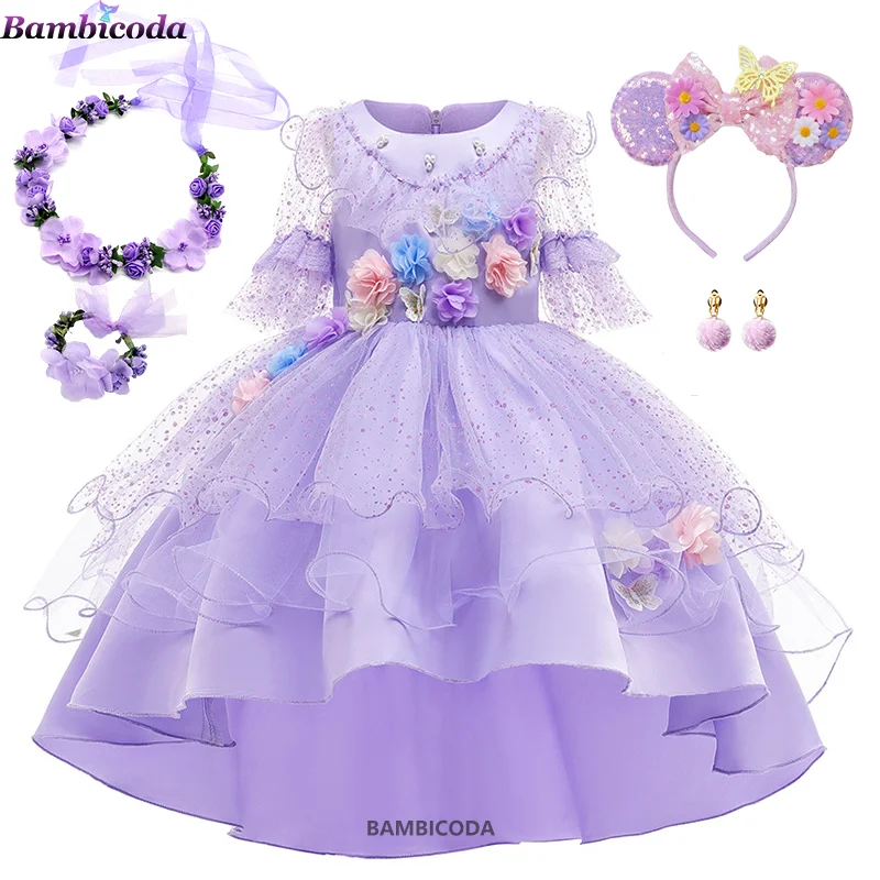 

Encanto Isabela Madrigal Girls Cosplay Princess Dress Baby Kids Flower Party Dress Children Brithday Halloween Dress Up Costume