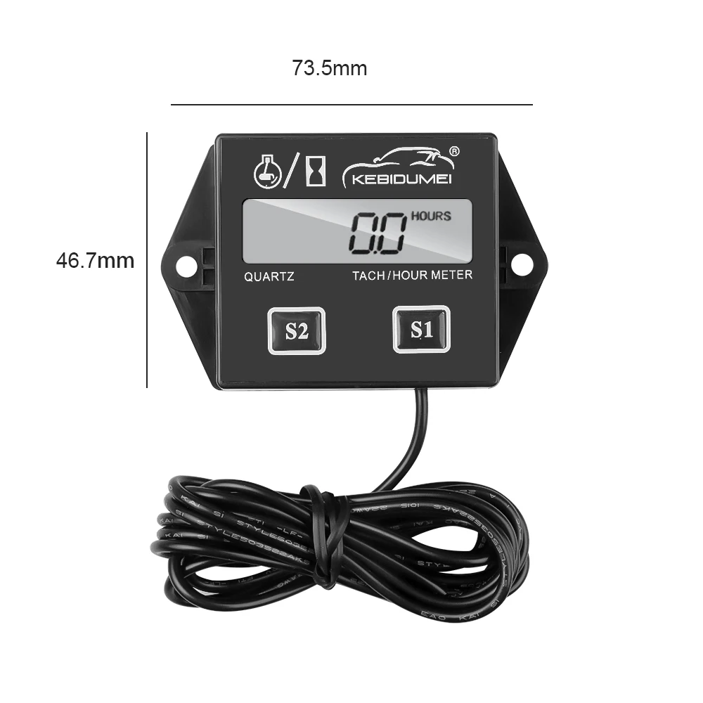 Kebidu Digital Engine Tach Hour Meter Waterproof Tachometer Gauge Engine RPM LCD Display For Moto Marine Chainsaw Pit Bike Boat