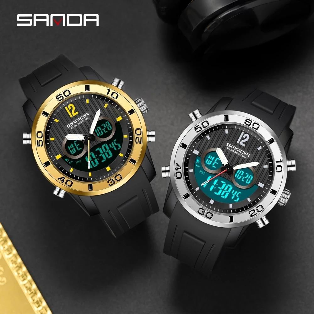 

SANDA 2023 Fashion Men Watches Top Brand Luxury Male Quartz Watch 50M Waterproof Sport Digital Wristwatch Relogio Masculino 3106