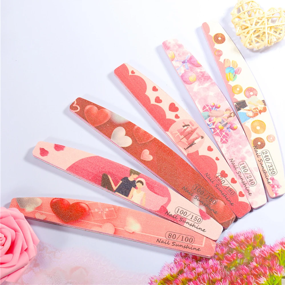 

771185 Valentine's Day Nail File Couple Love Polishing Polishing Rubbing Strip Printing Pink Multifunctional Portable Manicures