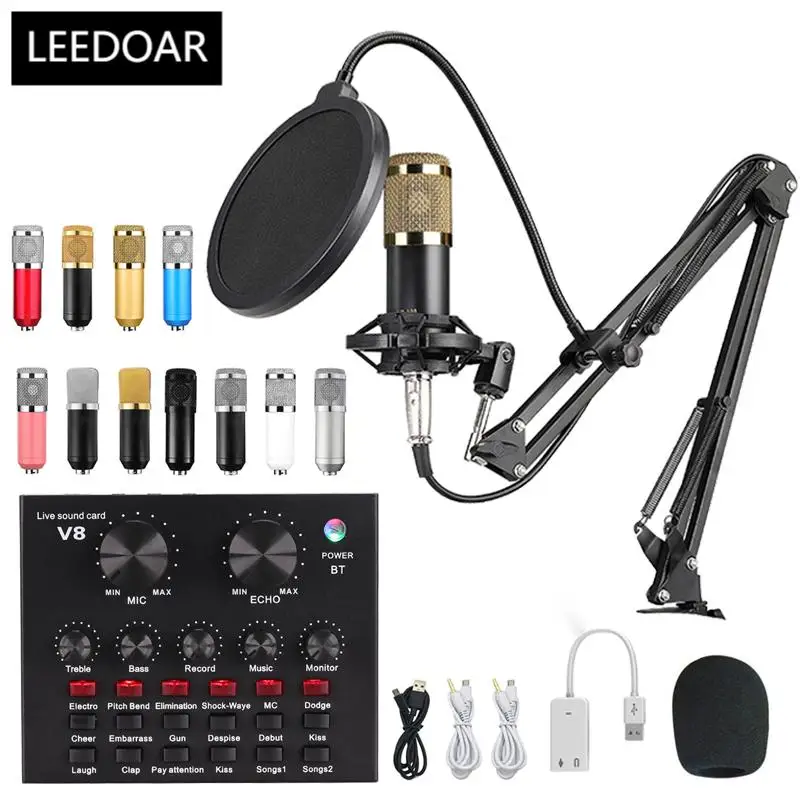 

2023 BM800 Professional Microphone Condenser Mic V8 V9 V10 Sound Card PC Computer Audio USB Recording Studio Game Live