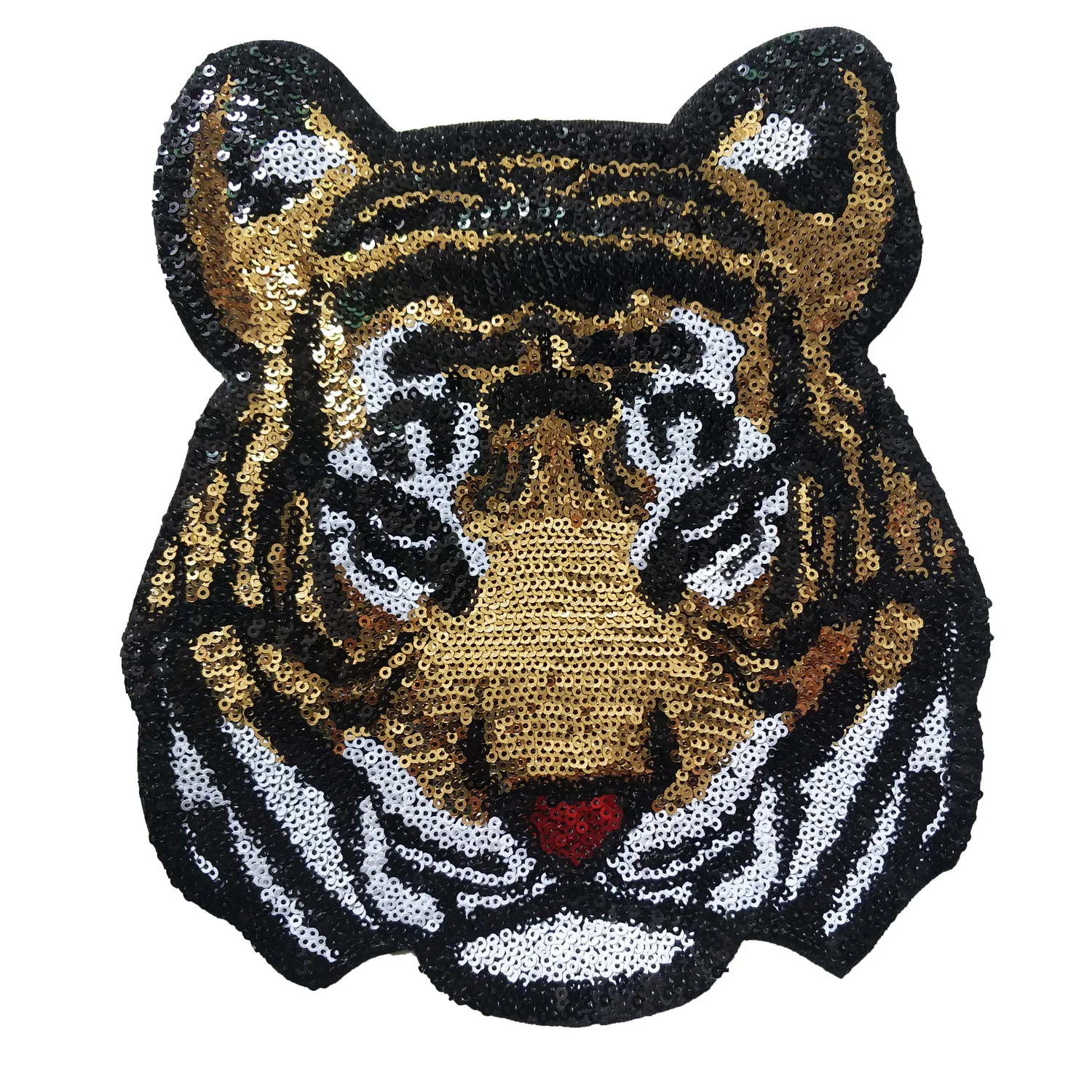 

2022 New Iron on Cool Tiger Sequin Patches for Clothing Men's Women's T Shirt Appliques Animal Embroidered Patch Fabric Stickers