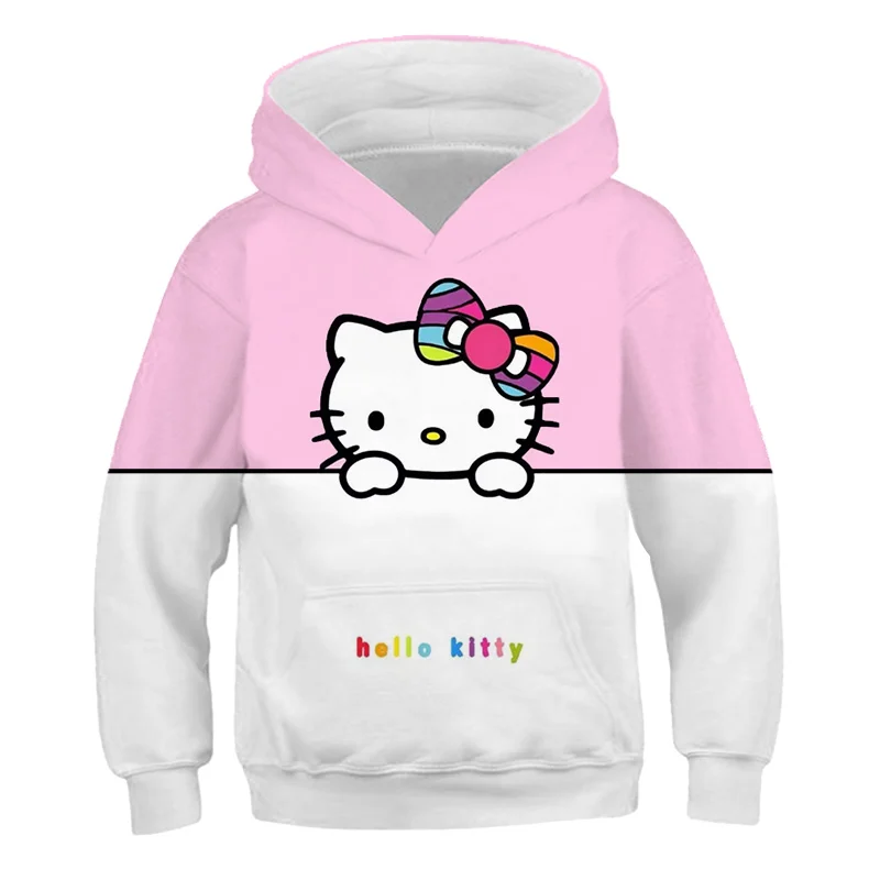 

Толстовка Hello Kitty, одежда для девочек, розовый свитер из чистого хлопка, милые пуловеры для маленьких девочек, модные Осенние Топы, Детская то...