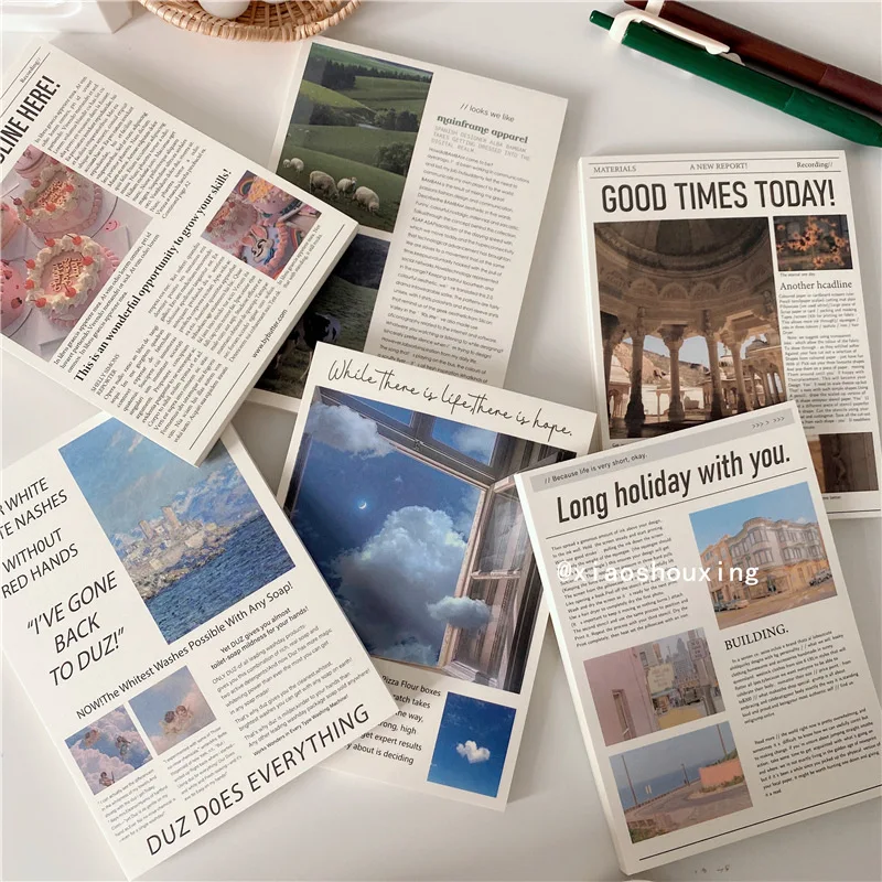 

Retro Style Retro European And American English Magazine Cake Material Paper Wall Decoration Room Background Wall Sticker Note B