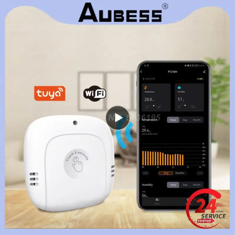 

1~8PCS Thermometer Tuya Need Hub Gateway Temperature And Humidity Sensor Wifi Indoor Hygrometer Smart Home App Remote Control