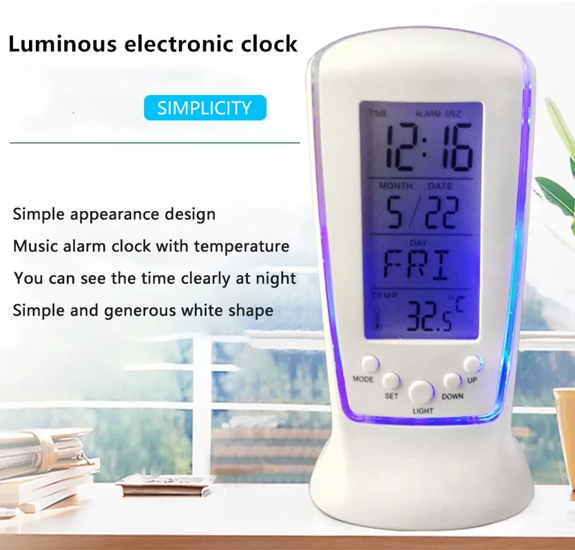 

Digital Calendar Temperature LED Digital Alarm Clock with Blue Back light Electronic Calendar Thermometer Led Clock With Time