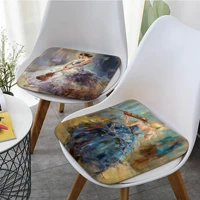 girl playing the violin dance oil painting european chair cushion soft office car seat comfort breathable 45x45cm seat mat