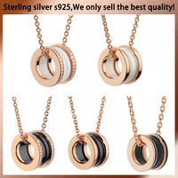 original design 925 sterling silver ceramic inlaid diamond spring necklace female and male classic couple pairing pendant gift