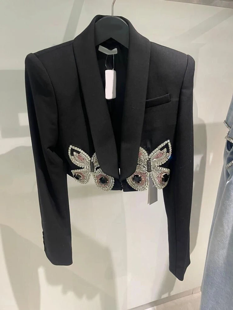 Женский блейзер с бусинами и длинным рукавом, весна-осень