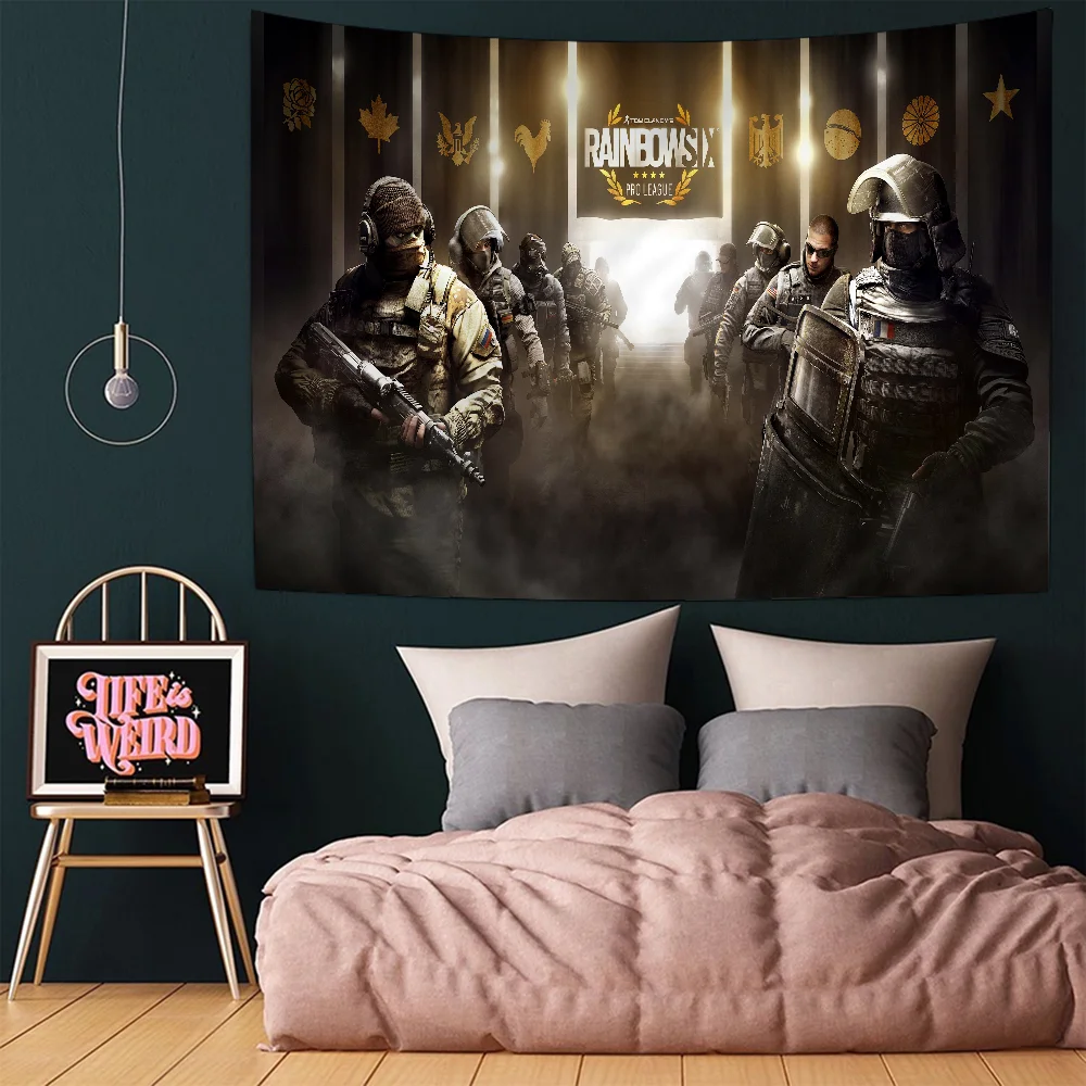 Game R-RainbowS-Sixs Tom C-Clancy Tapestry Art Printing Japanese Wall Anime Hanging Home Decor