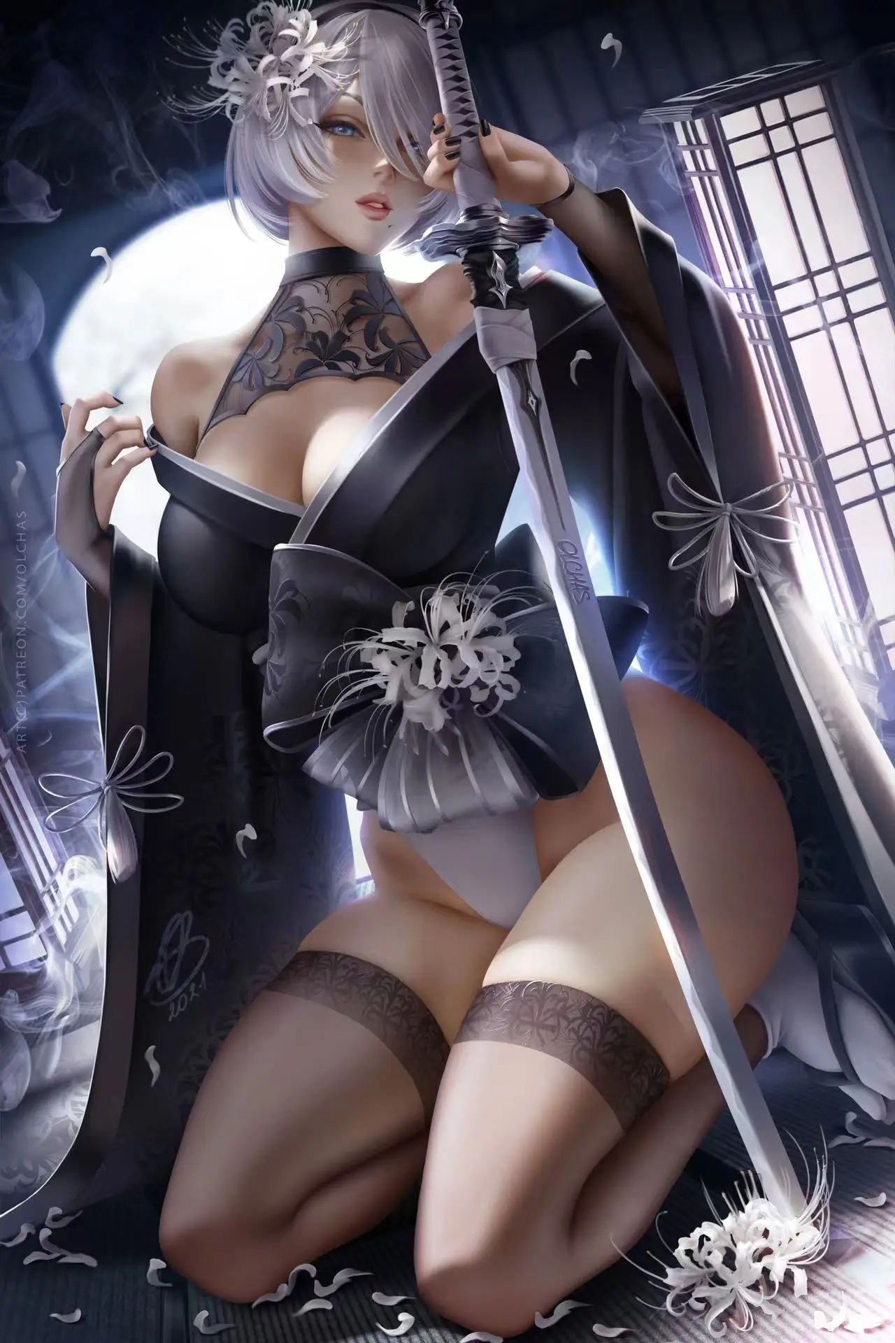 2B Nier Automata большая грудь хентай аниме Обнаженная сексуальная леди HD Печать холст