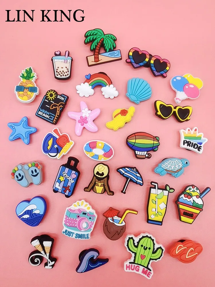 

New Arrival Beach Theme Shoe Charms PVC Buckle Decorations Accessories Diy Clog Ornaments Croc Jeans jibz Adult Kids Party Gifts