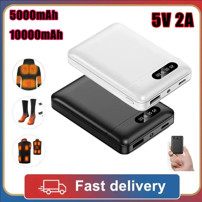 5000 мАч/10000 мАч Power Bank 5 В/2 1 А USB-выход Мини-внешний аккумулятор со светодиодной