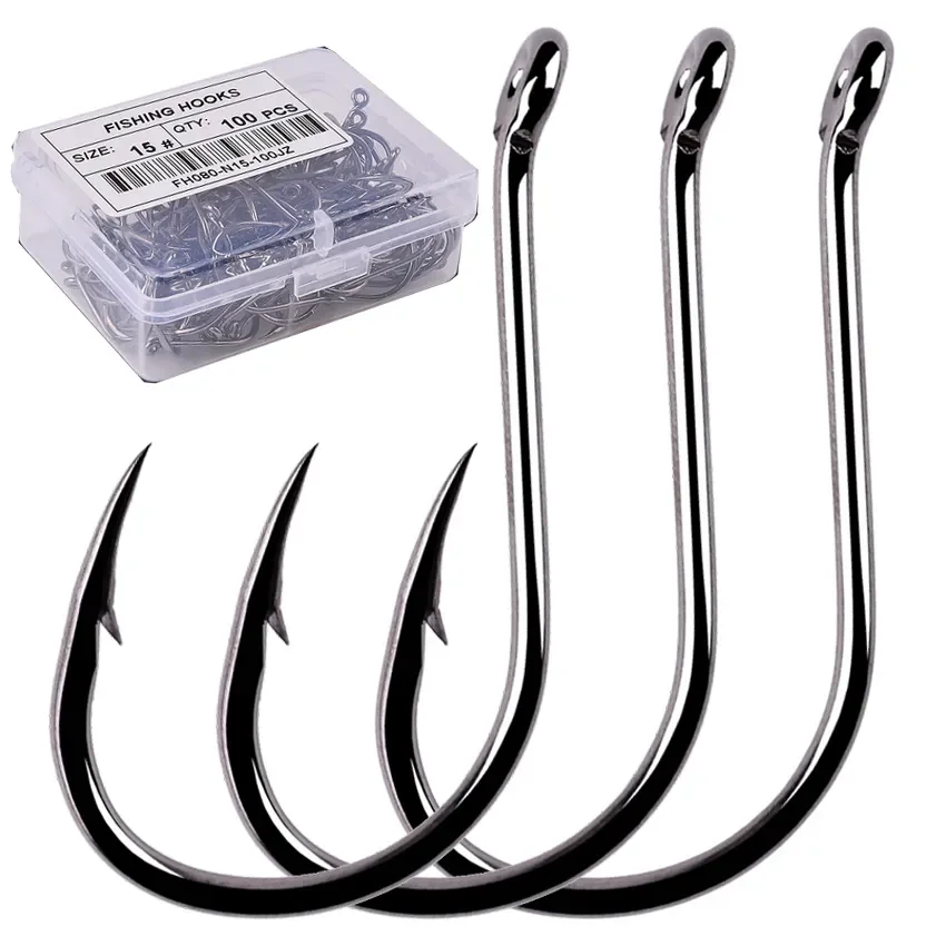 

Aorace 40-100pcs/Box Fishing Hook Iseama Circle Carp Eyed Fishing Hook Size 2-22# Ring eye Japan Fishhooks Single Jig Hook