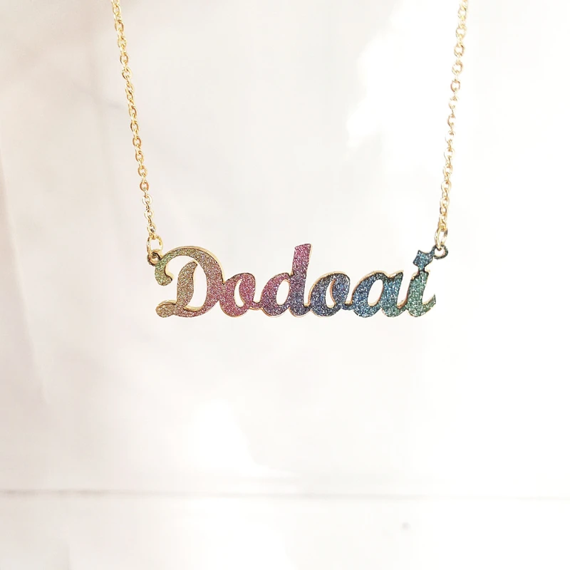 

Bellona Hot selling new stainless steel glitter color name letter trendy necklace custom bright letter Pendant necklace