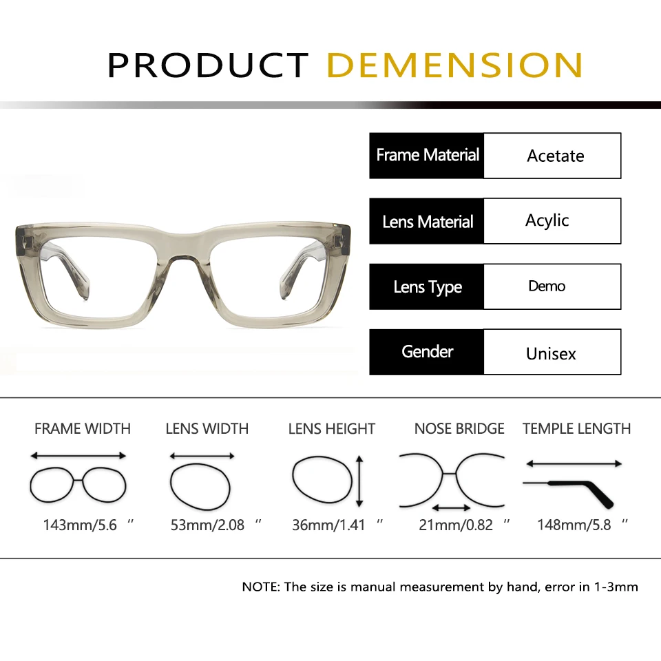 Брендовые дизайнерские большие прямоугольные ацетатные оправы для очков в стиле