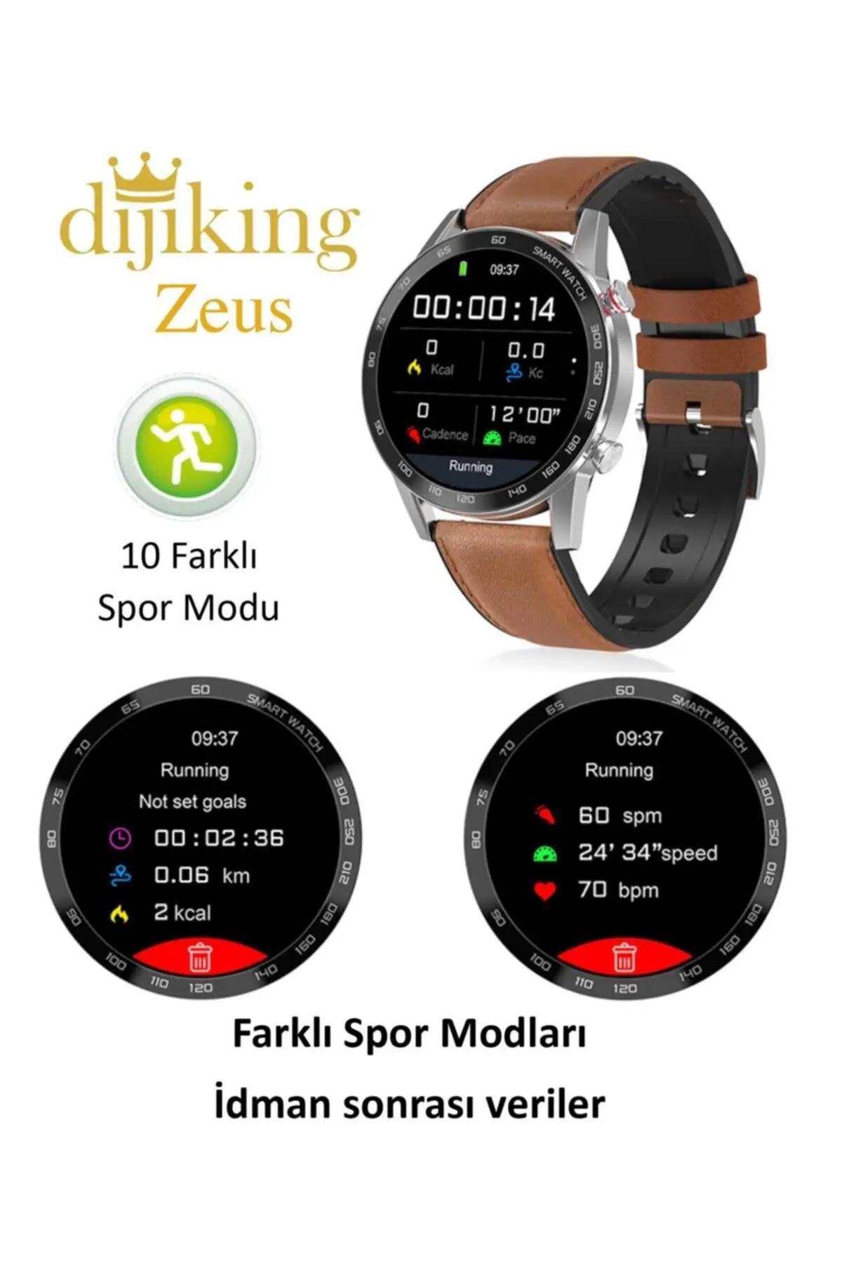 Смарт-часы Zeus D95 с водонепроницаемым кожаным шнуром