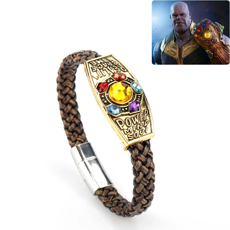 

New Fashion Movie Bracelet Multicolored Gem Leather String Bracelet Popular Retro Classic Jewelry Accessories Men Bracelet Gift