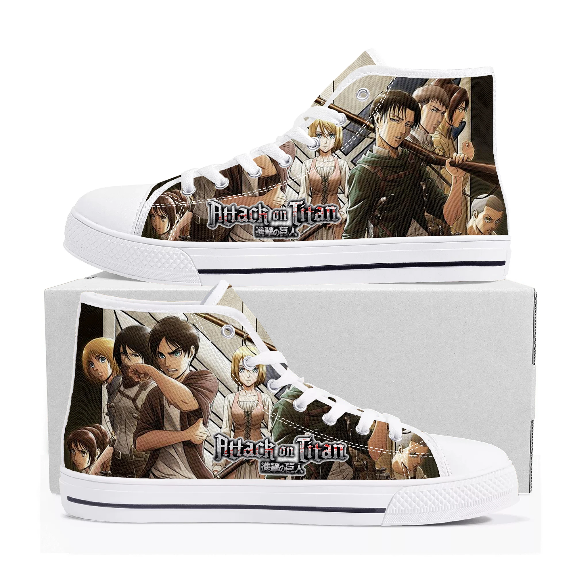 

Attack On Titan Levi Ackerman High Top Sneakers Mens Womens Teenager High Quality Canvas Sneaker Comics Couple Customized Shoes