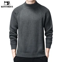 mens sweater solid pullover mock neck male jumpers autumn comfort wear fashion winter man casual mens breathable knitted jacket