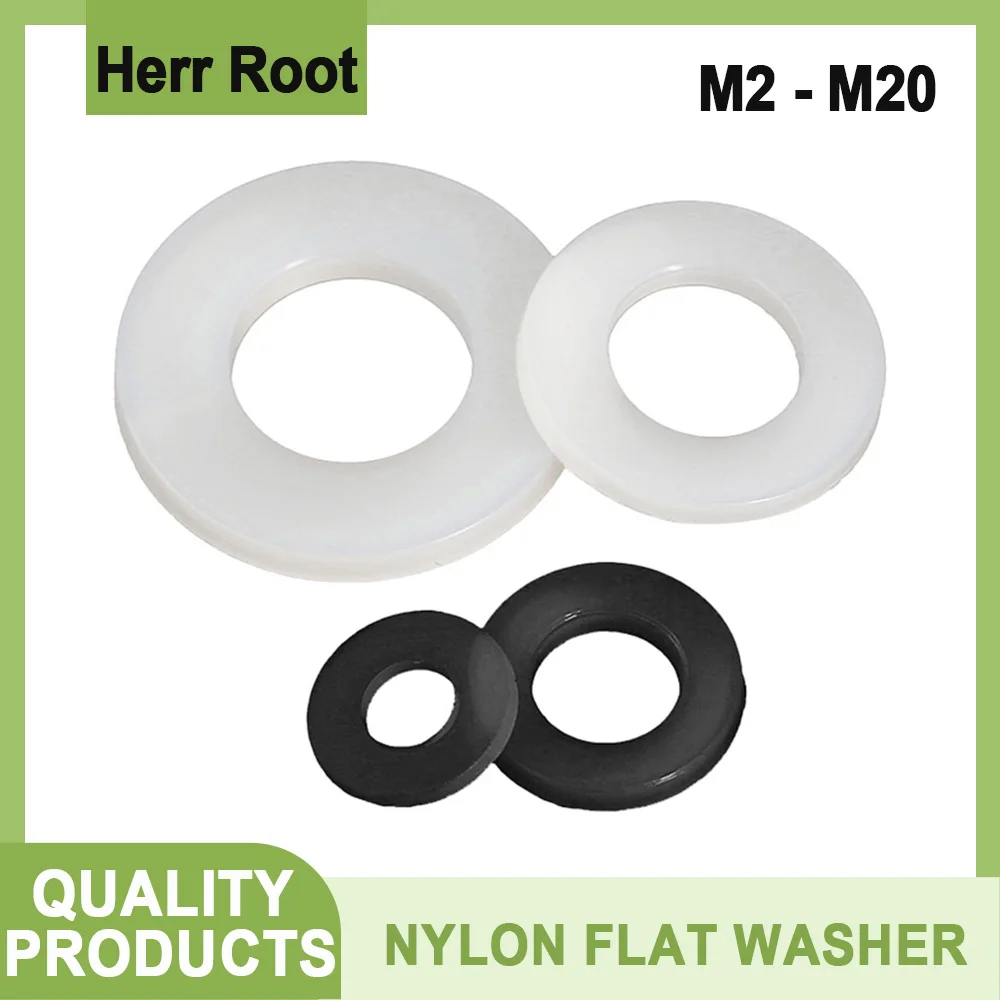 

M2 M2.5 M3 M4 M5 M6 M8 M10 M12 M14 M16 M18 M20 Black/White Nylon Flat Washer Plated Spacer Plastic Insulation Seals Ring Gasket
