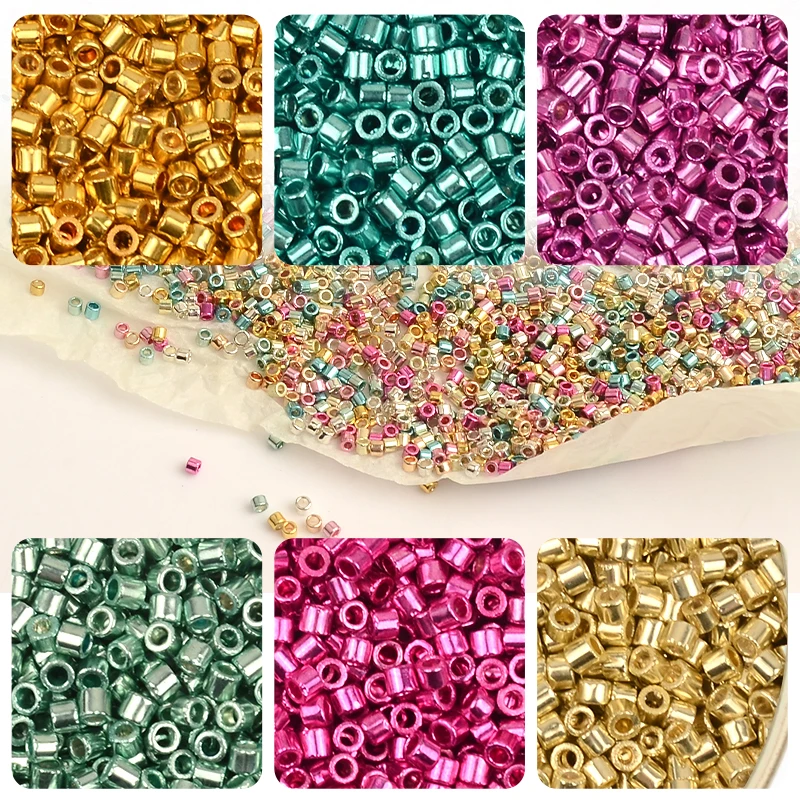 

2MM Metallic Color Glass Beads 11/0 Loose Spacer Seed Beads for Needlework Jewelry Making DIY Charms Handmade Crochet Weave