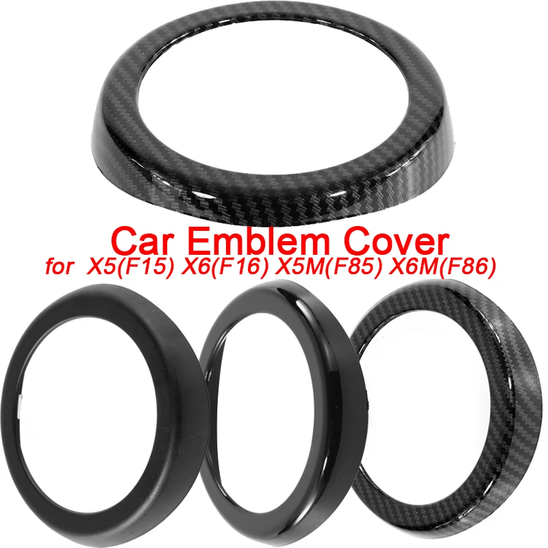 

Car Rear Emblem Cover Ring Logo Black Carbonfiber Decorative Protective Cover Sticker for BMW X5 F15 X6 F16 X5M F85 X6M F86