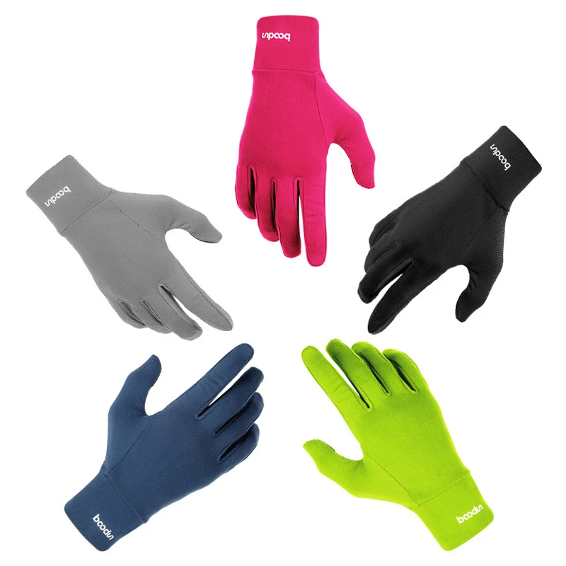 

Ski gloves cross-country outdoor running soccer training full finger anti-slip fine velvet warm touch screen thin section gloves