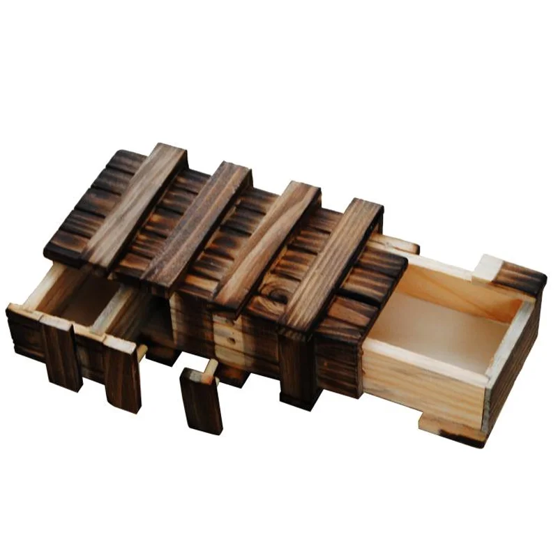 

Wooden Three Open Big Magic Box Adult Puzzle Wood Disassembly Unlocking Organ Secrets Escape Creative Baby Kids Fun Game Gifts