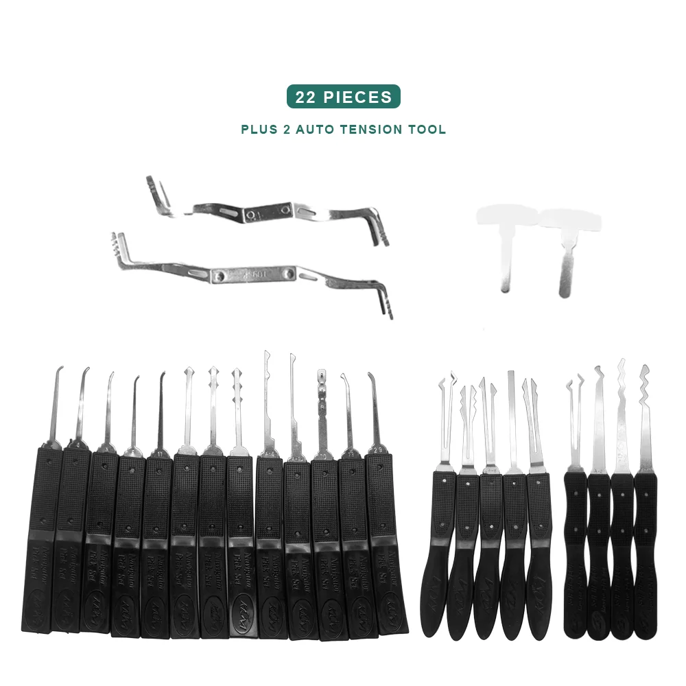 

KLOM 22 Pieces Lock Pick Set Great Tool KABA Single Pick Automatic Tension Wrench for Novice and Professional Locksmiths