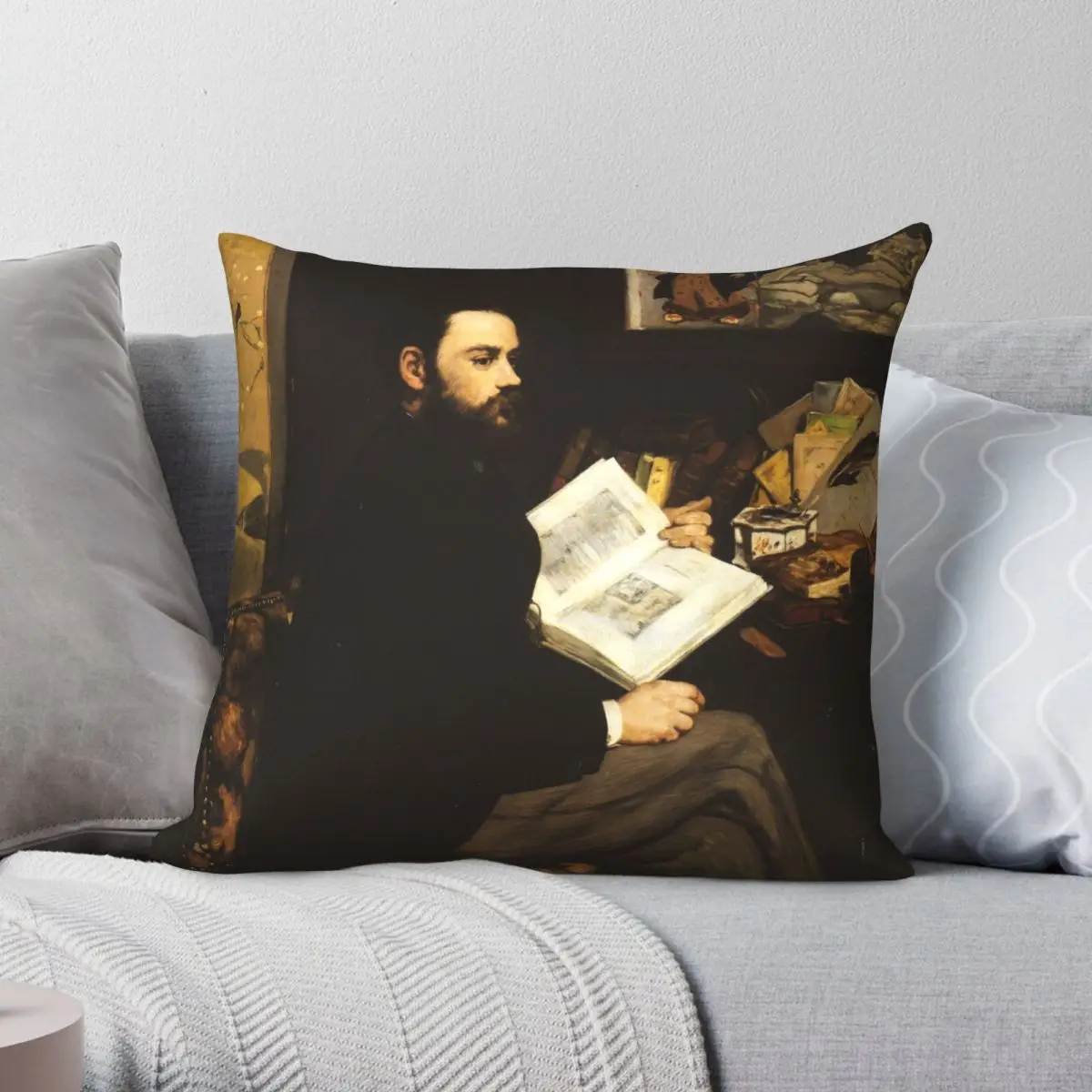 

Edouard Manet Portrait Of Emile Zola Square Pillowcase Polyester Linen Velvet Printed Decor Throw Pillow Case Home Cushion Cover