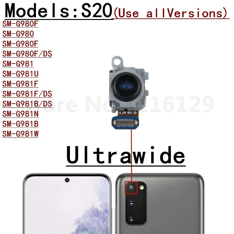 Полный комплект передней и задней основной камеры для Samsung Galaxy S20 5G G980 G981 G981F G981U, широкий гибкий кабель задней камеры (art.: 3920cd93dab77) - 3920cd93dab77