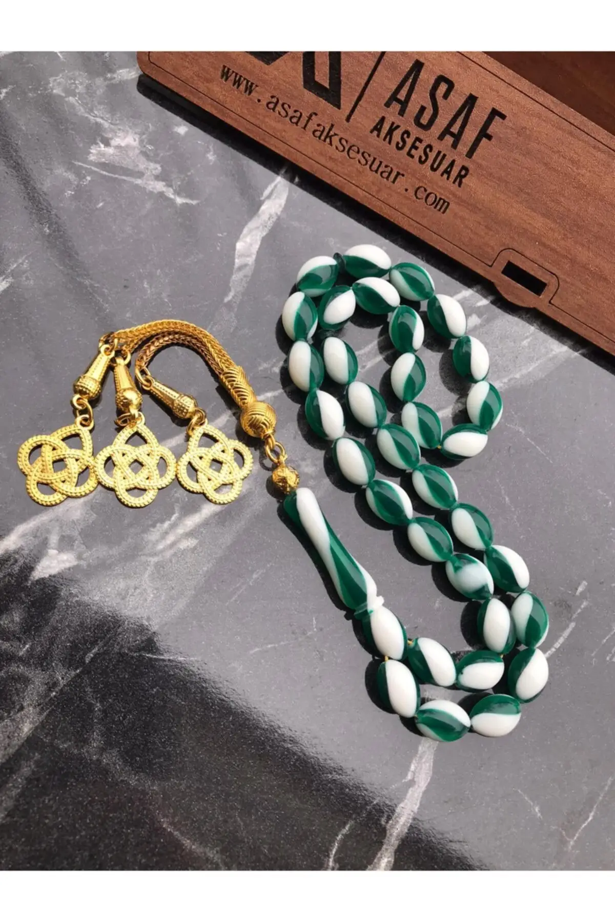 Мужские бусины для молитвы зеленые белые Янтарные Бусины 8*12 мм (кисточки)