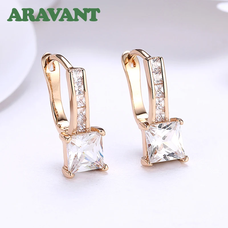 

Aravant 925 Silver 18K Gold Square AAA+ Cubic Zircon Drop Earring For Women Fashion Jewelry