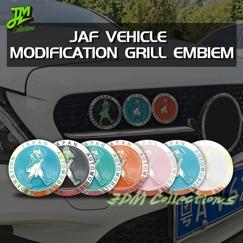 

7 Colors Universal JDM Style Car Front Grille Badge Logo Zinc Alloy Japan Automobile Federation JAF Emblem Badge Car Accessories