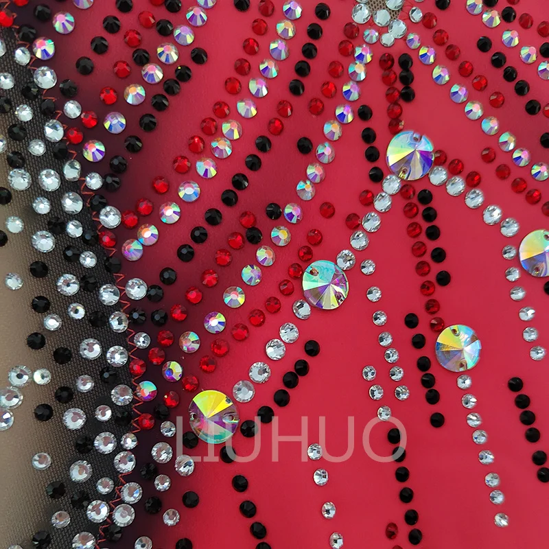 LIUHUO трико для художественной гимнастики красного цвета одежда