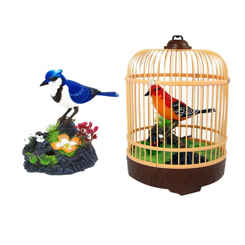 

Singing Bird Cage Ornament Electric Sounding Voice Imitation Toy Home Garden Decor