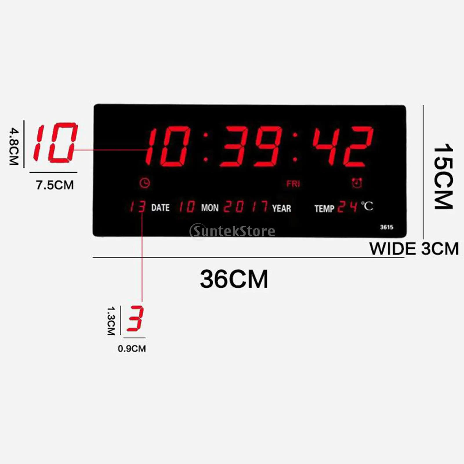 17inch Digital LED Screen Projection Wall Clock Time Calendar With Indoor Thermometer 24H Display - Days/Month/Year EU / US Plug images - 6